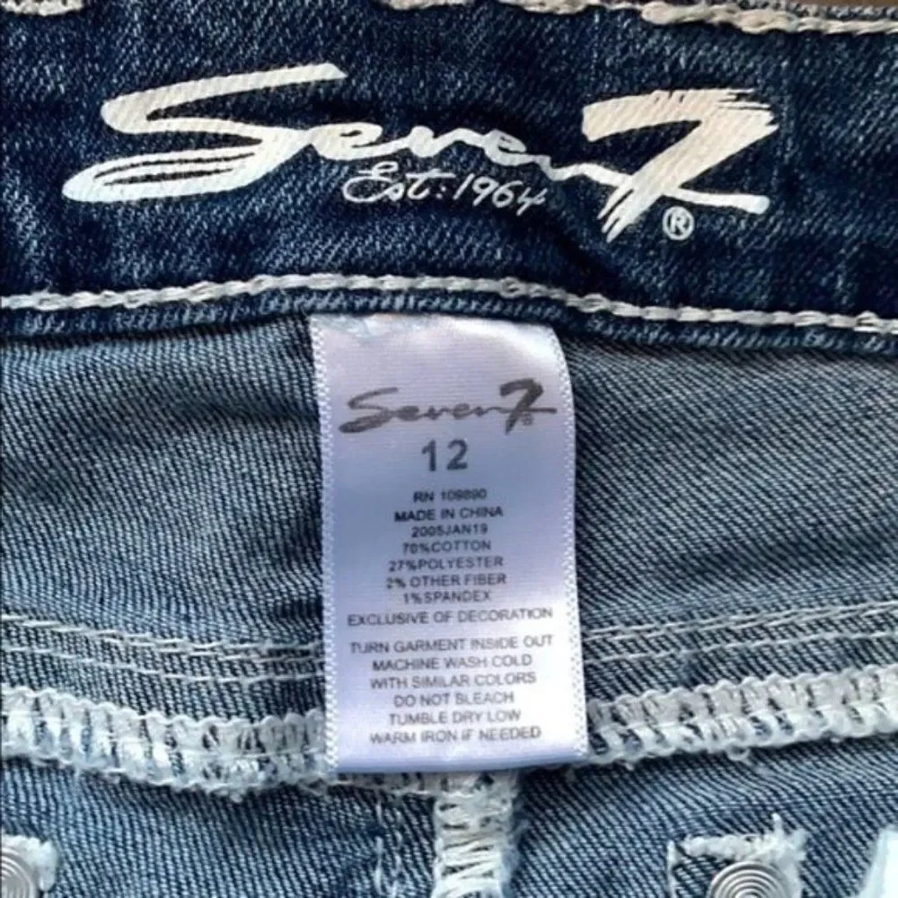 Seven7 denim jean bermudas shorts paint splatter